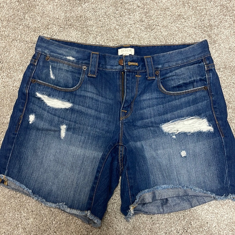 Jcrew denim shorts.  Distressed.  Size 27